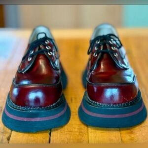 John Fluevog Burgundy Platform Shoes